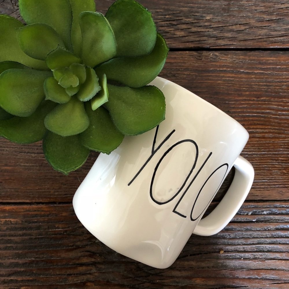 Rae Dunn YOLO large letter farmhouse mug rare find